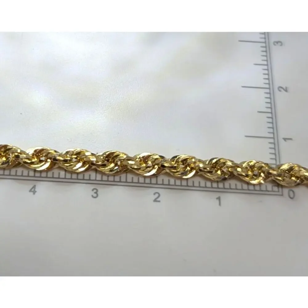 BBB 14K Yellow Gold Rope Chain Necklace 20”, 7.94g, U.S. Patent Estate Jewelry